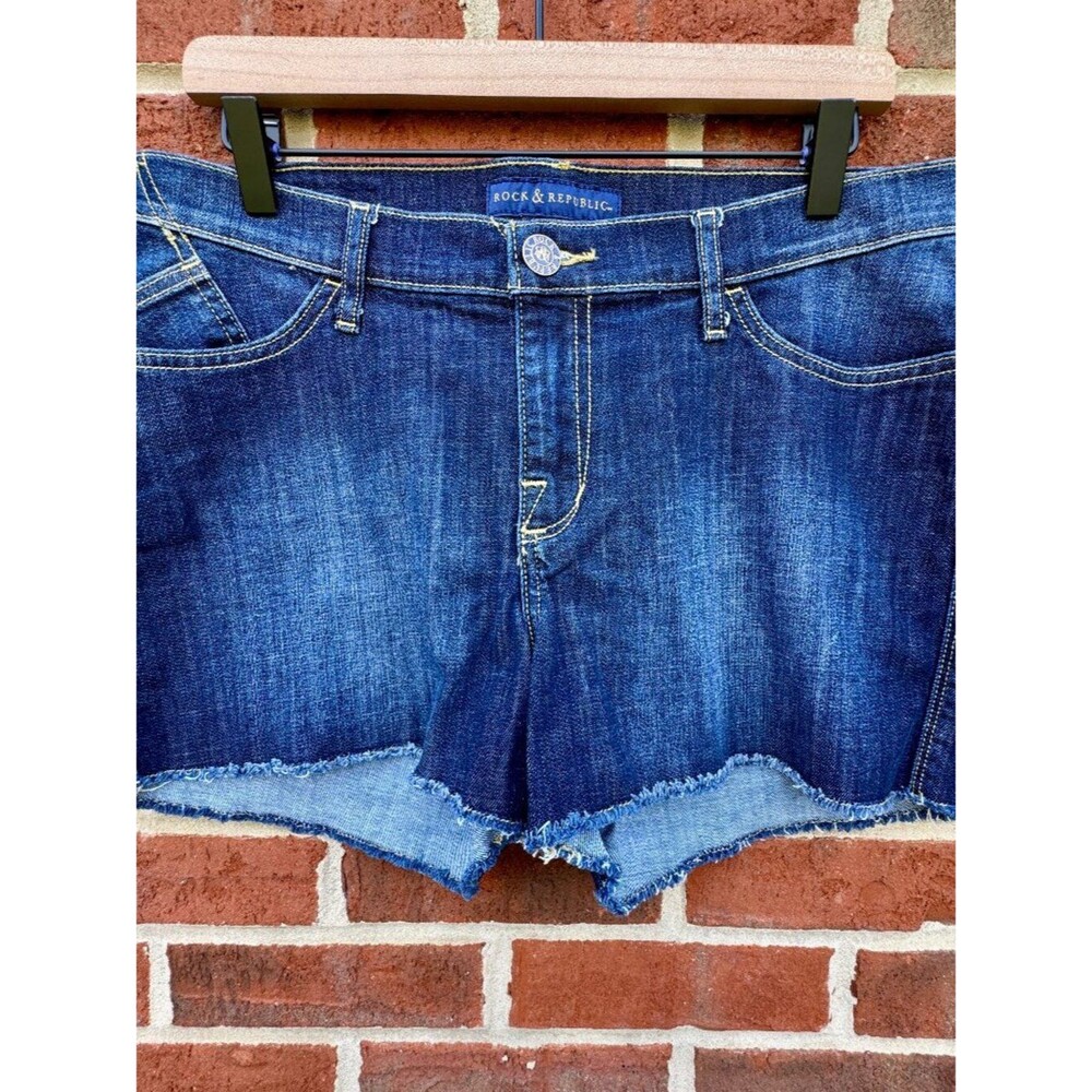 Rock & Republic Hula Denim Shorts Size 12 Cut Offs Mid Rise Stretch